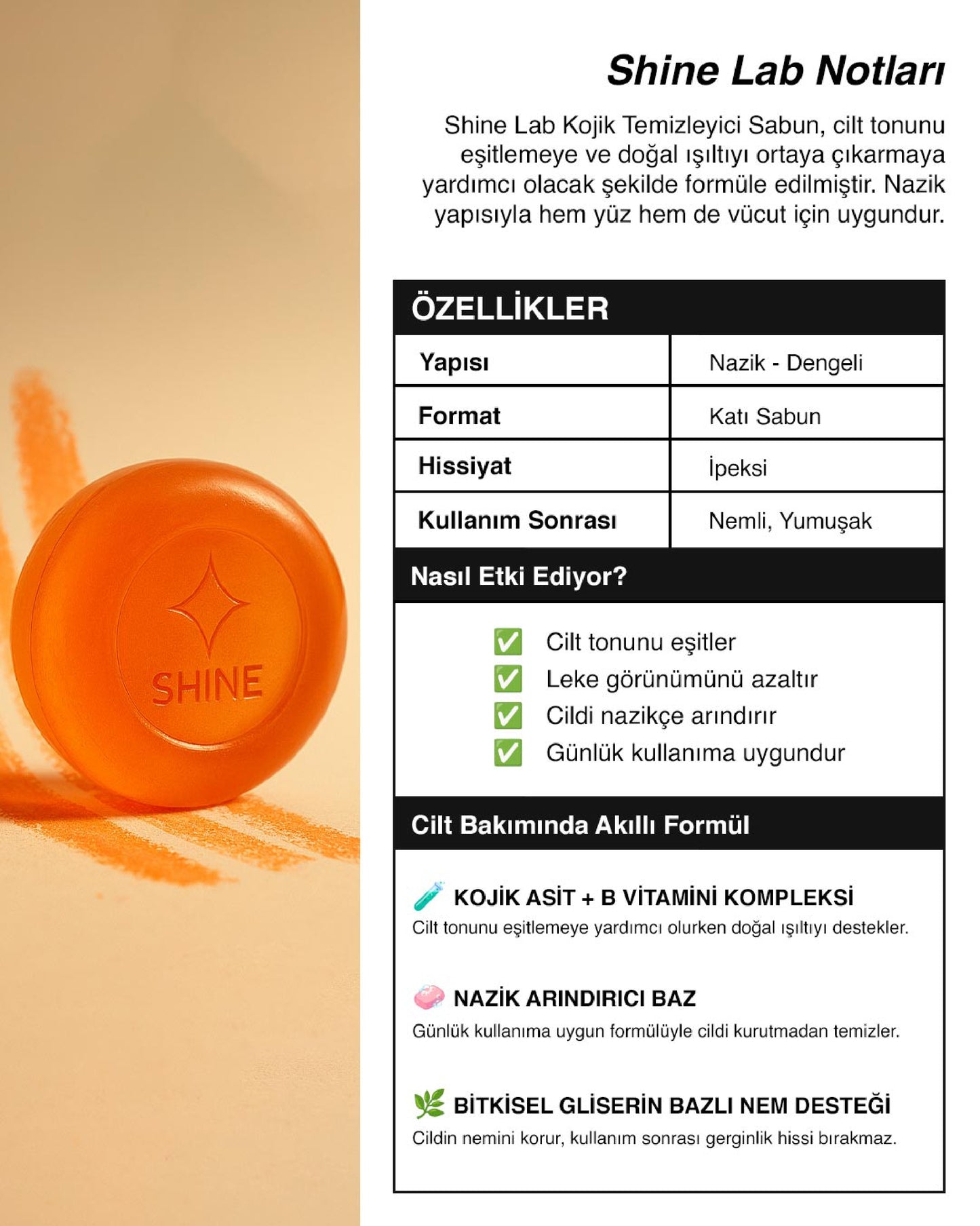 Koji Shine™ Kojik Asit İçerikli Yüz ve Vücut Temizleme Sabunu